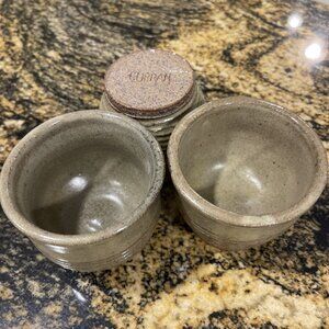 Artisan vtg Curran 3 Mini Bowls Signed With CURRAN On Each One Surface Crack See